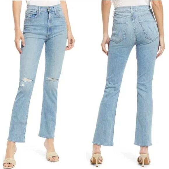 Mother Jeans Womens 24 High Waisted Rider Skimp Dreamer Straight Leg Distressed - Picture 1 of 16